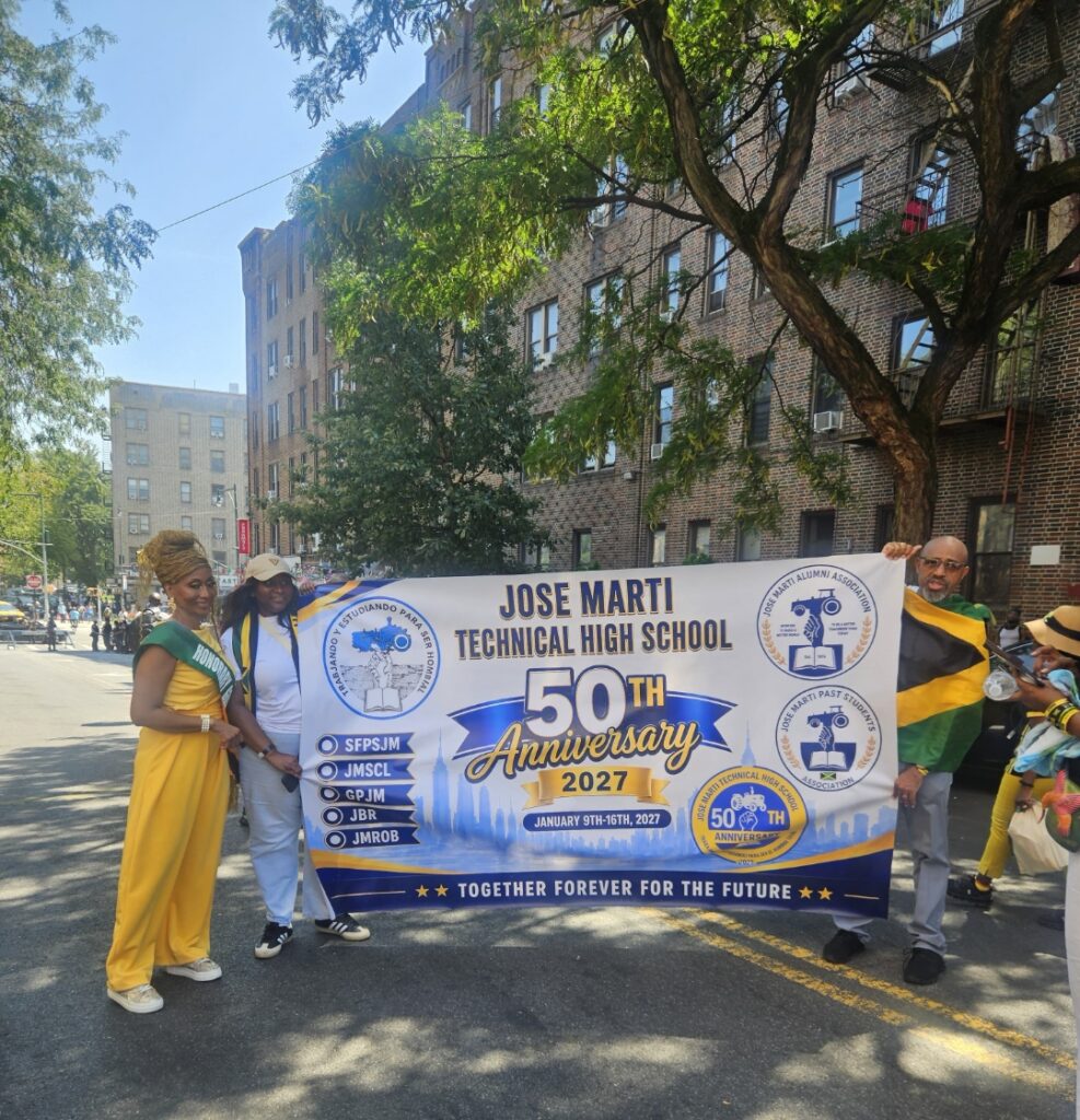 Nadine Sutherland with Simone Gardine and Courtney Francis at the Jamaica Rising Day Parade in Brooklyn